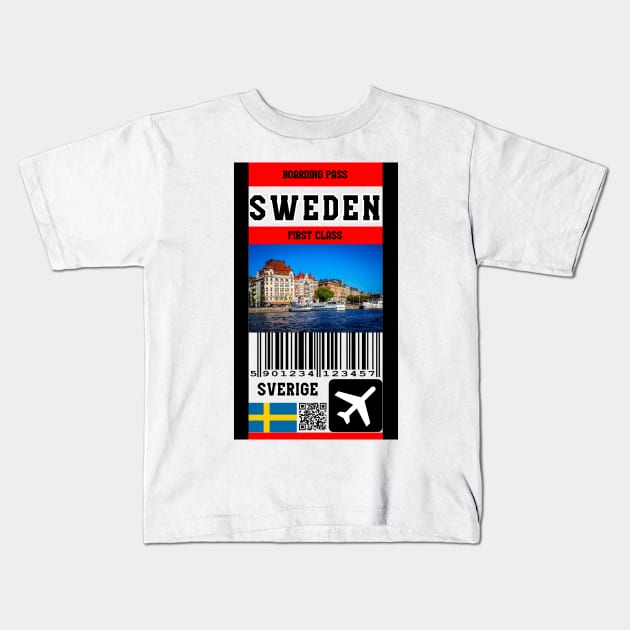 Sweden first class boarding class Kids T-Shirt by Travellers